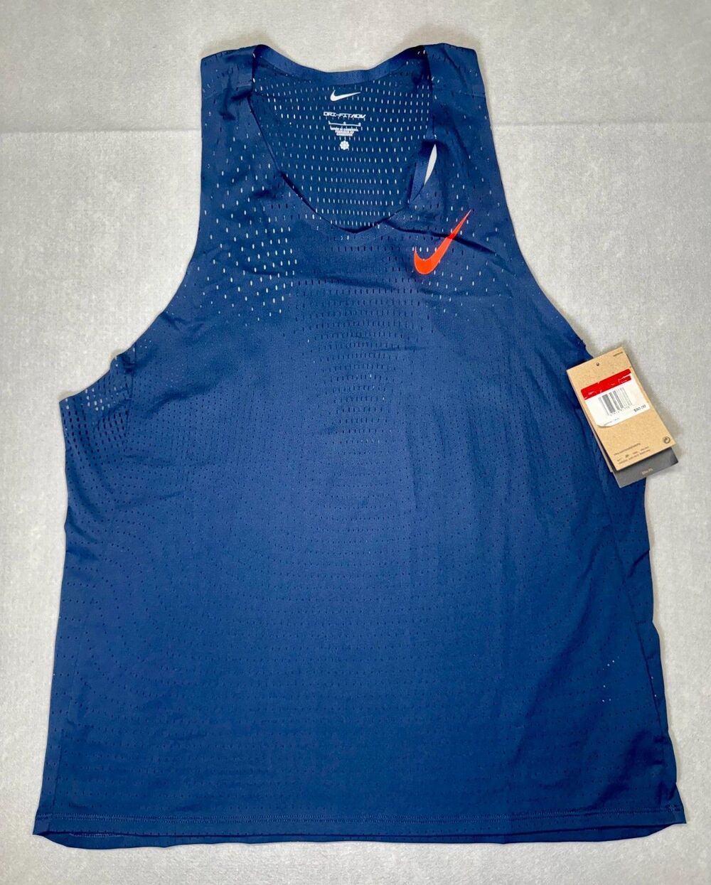 NIKE Dri-Fit Aeroswift ADV Running Singlet Tank FN4231-451 Size L Navy Blue